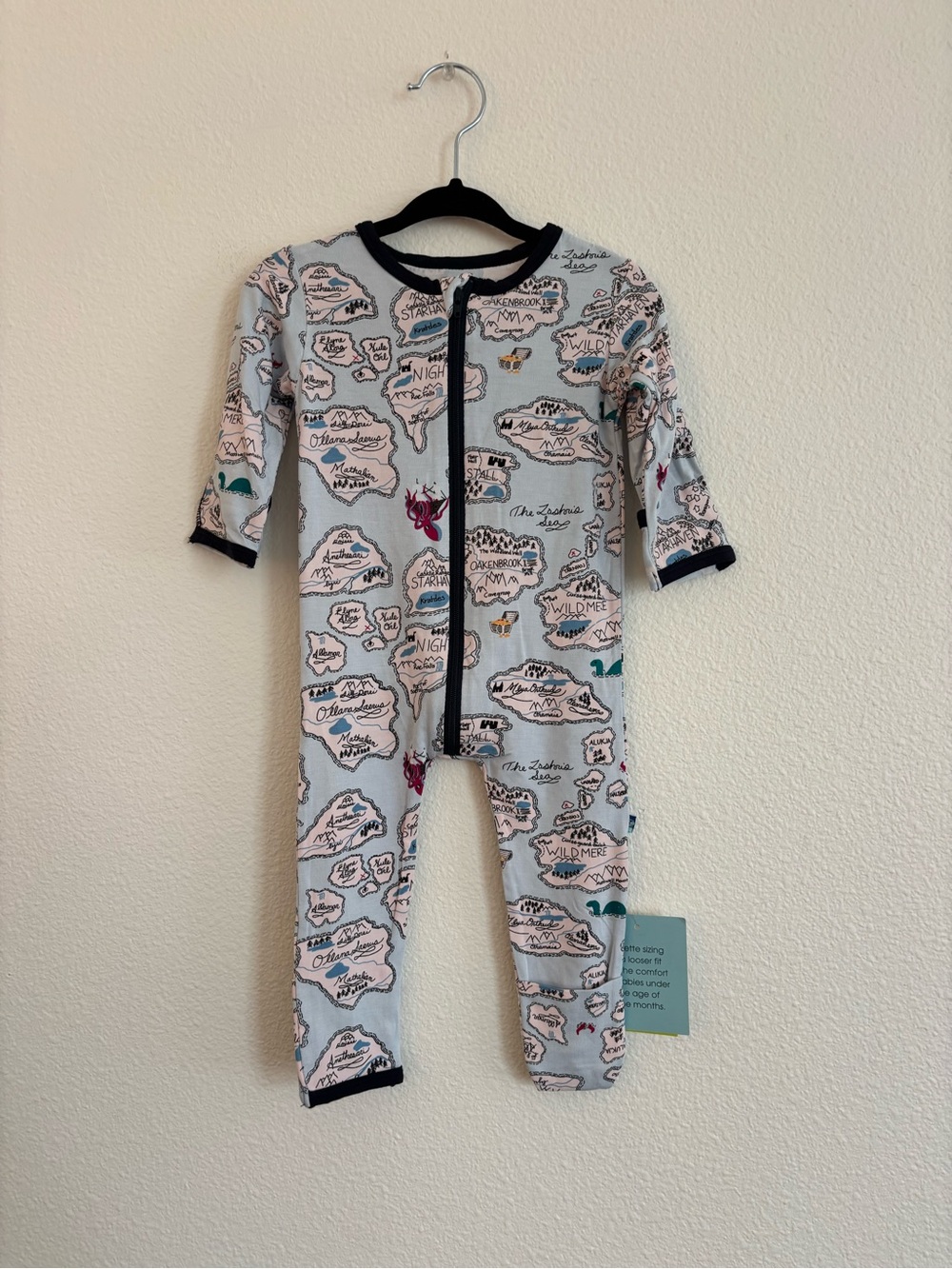 kickee pants bamboo footie dew pirate map NWT size 3-6 months